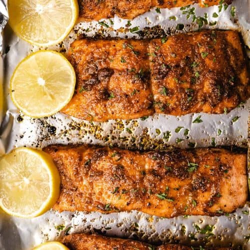 Oven baked salmon.