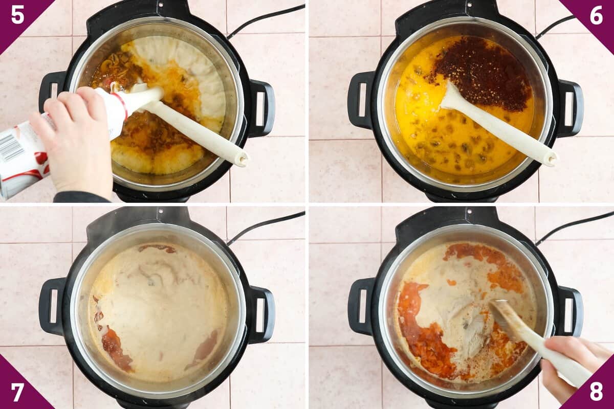 Collage showing how to make instant pot chicken soup.