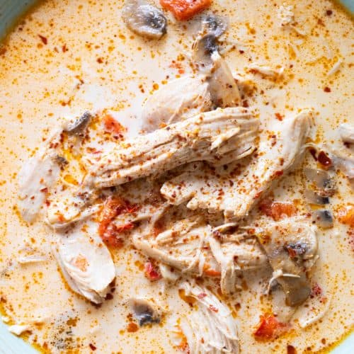 A bowl of instant pot chicken soup.