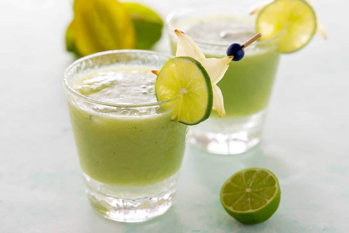 Two glasses of cucumber juice.