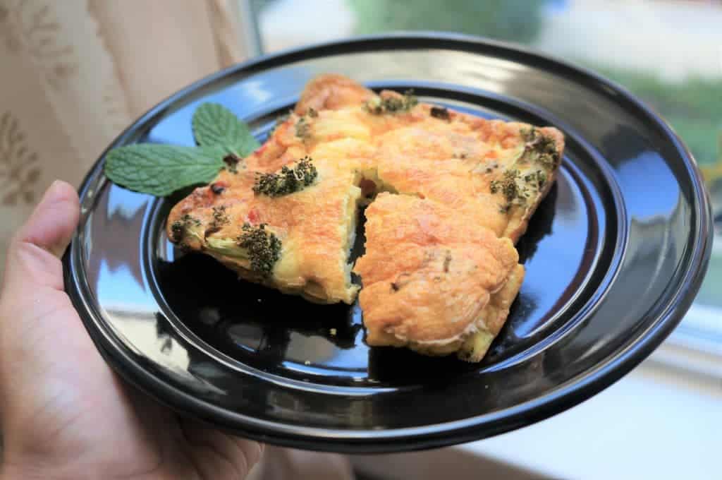 A frittata on a plate.