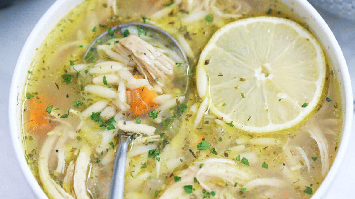 Lemon Chicken Orzo Soup.