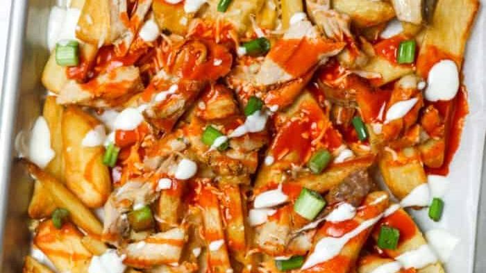 Buffalo chicken loaded fries.