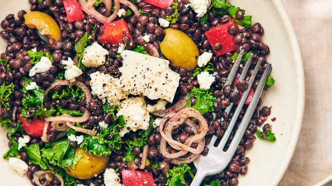 Black Lentil Salad with Feta.