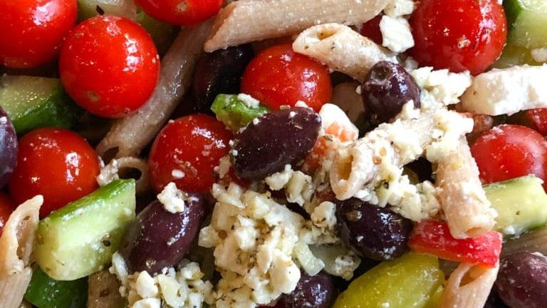 Loaded Greek Pasta Salad.