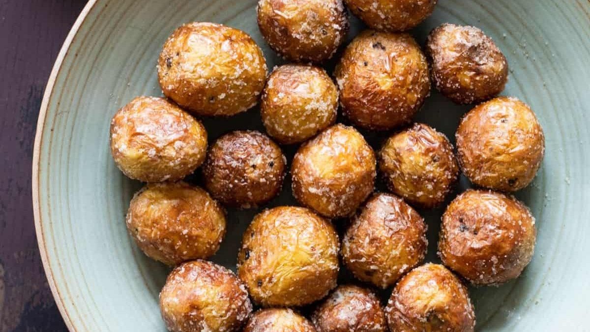 Baby potatoes in a bowl.