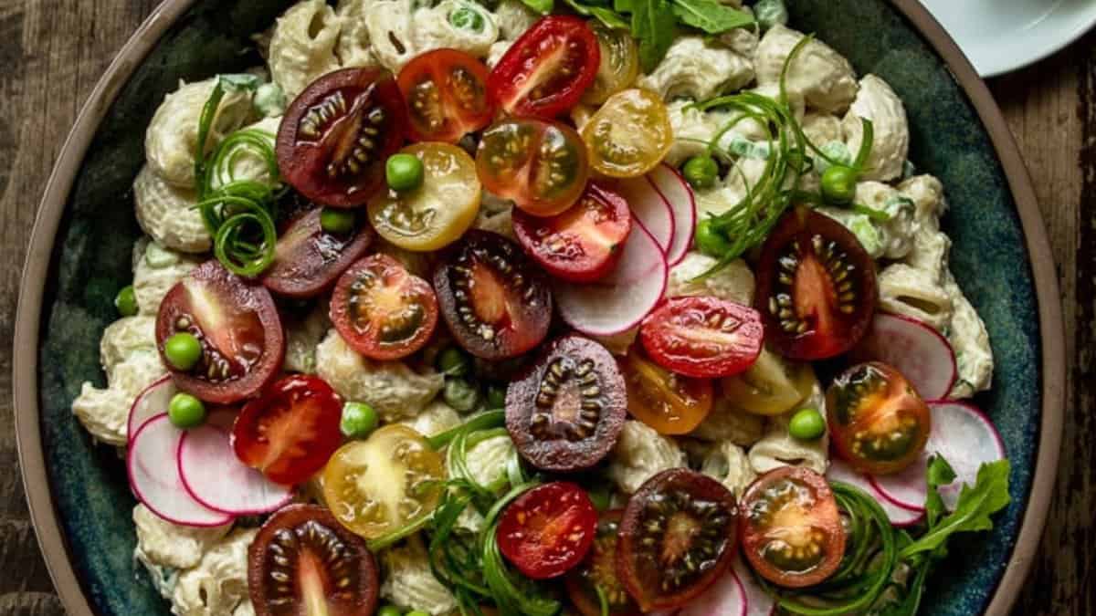 Roasted Garlic Blue Cheese Pasta Salad.