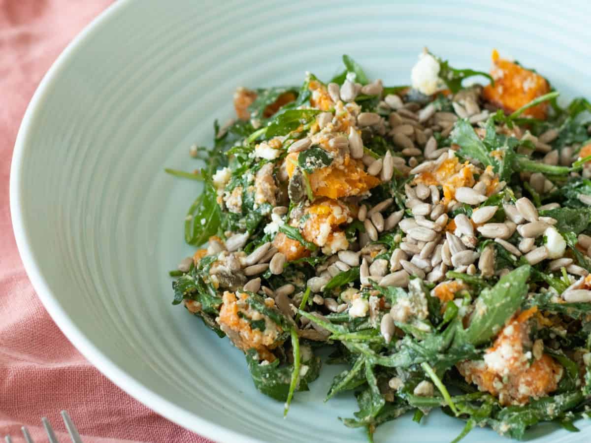 A plate of sweet potato salad.
