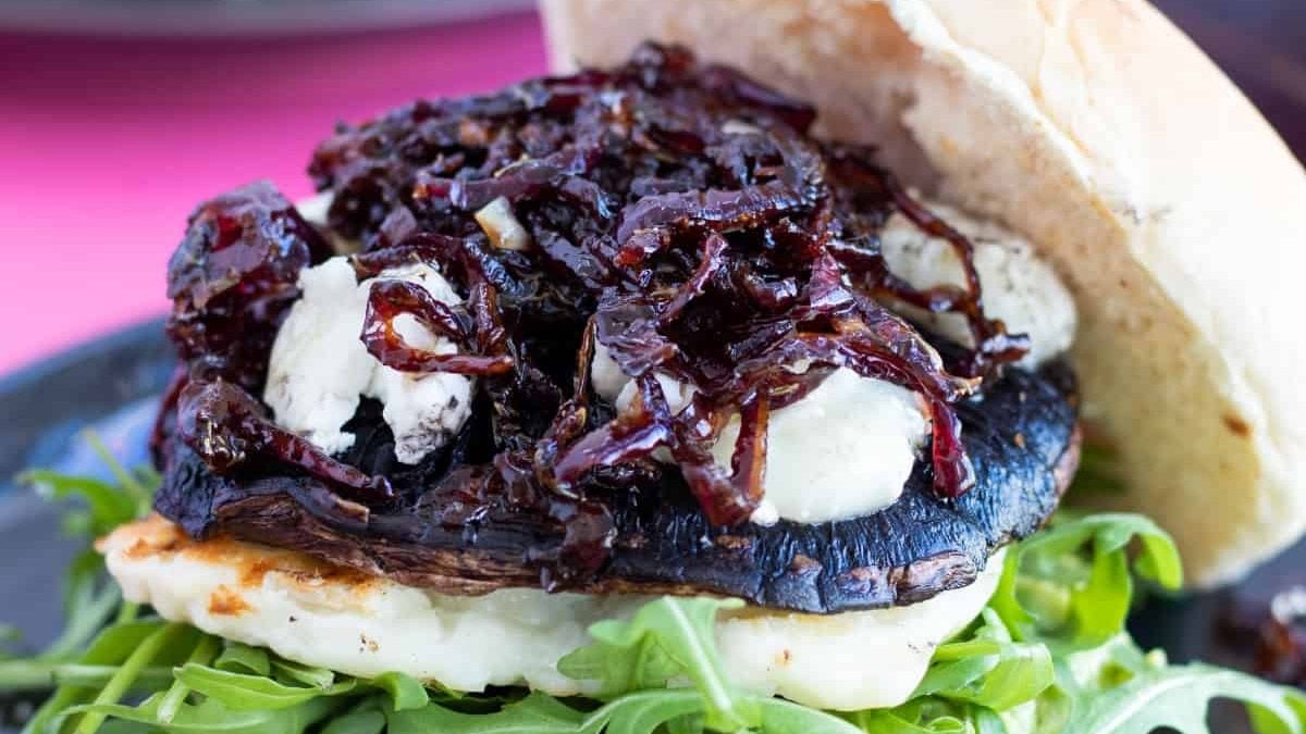 A portobello halloumi burger.