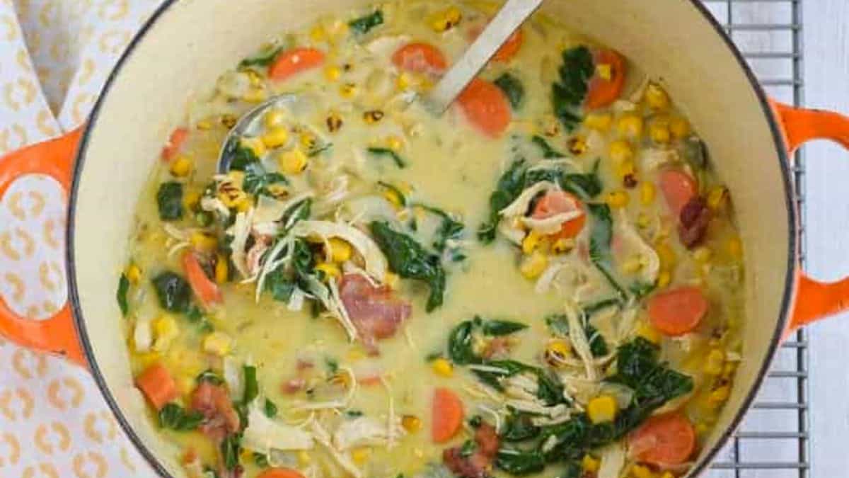 Creamy Chicken and Corn Soup with Bacon