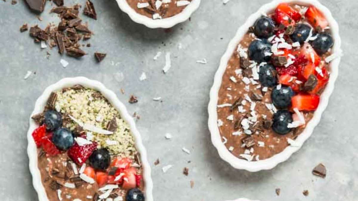 Chocolate Coconut Chia Pudding Fruit Pie