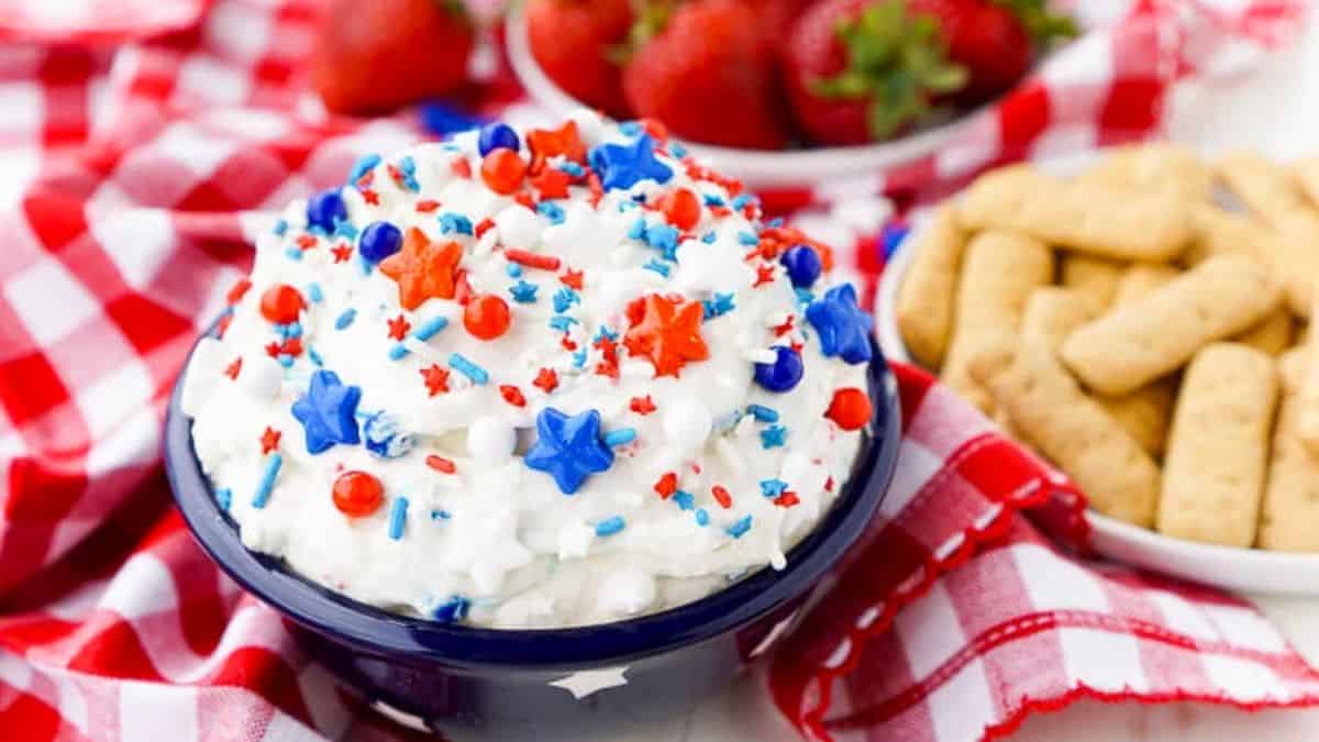 Red, White & Blue Cake Batter Dip