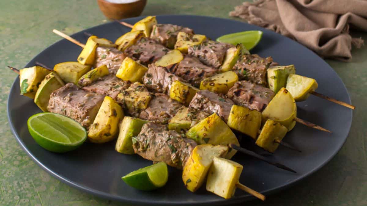 Lime Coriander Marinade with Grilled Tuna and Summer Squash Skewers