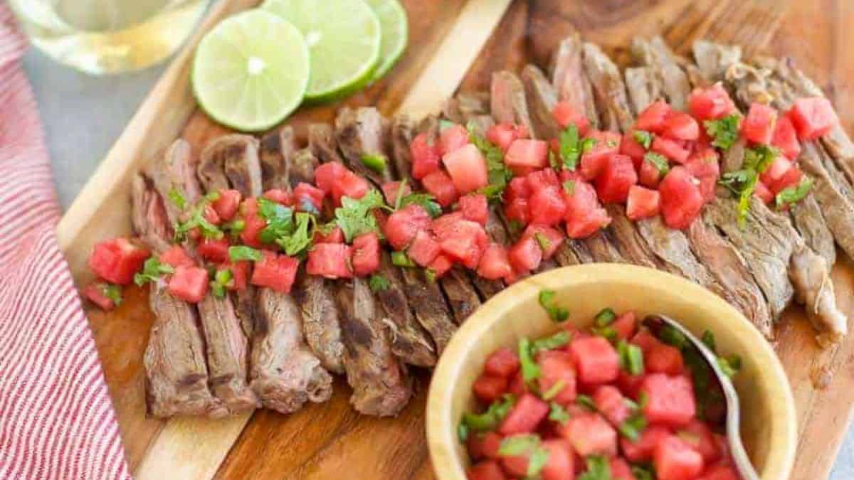 Grilled Skirt Steak with Watermelon Salsa