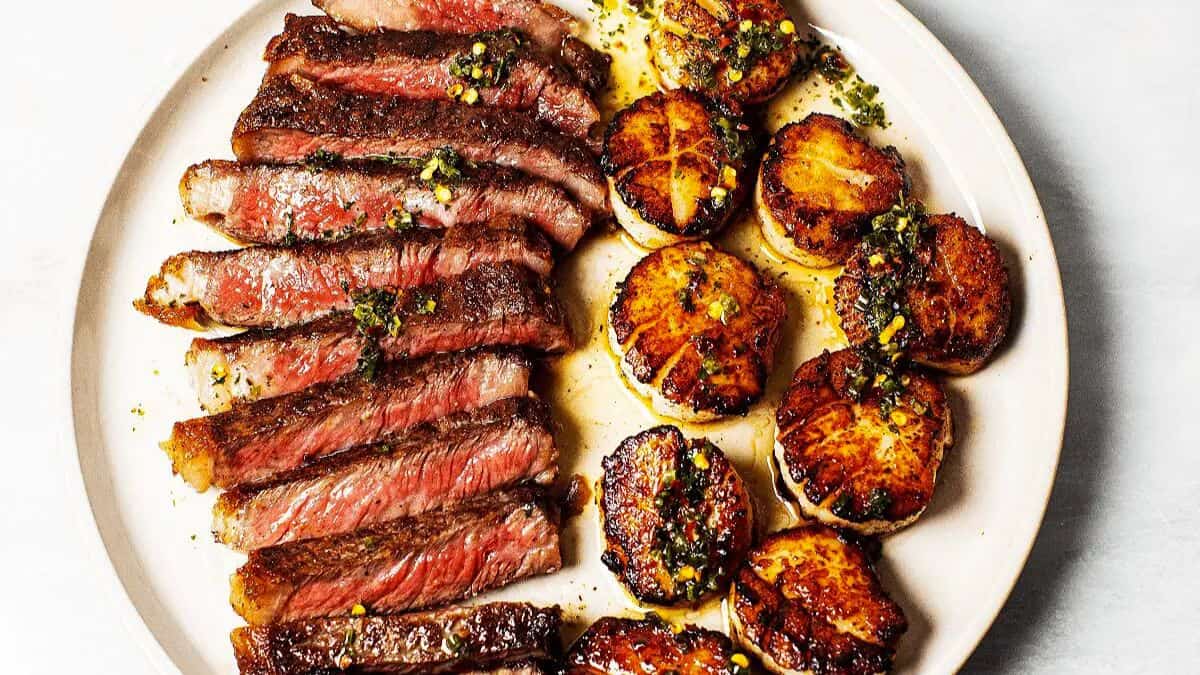 Seared Steak and Scallops