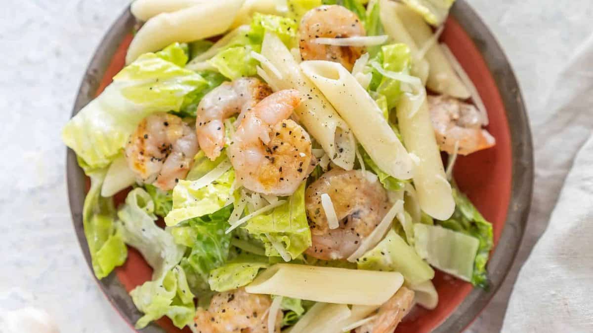 Shrimp Caesar Pasta Salad.