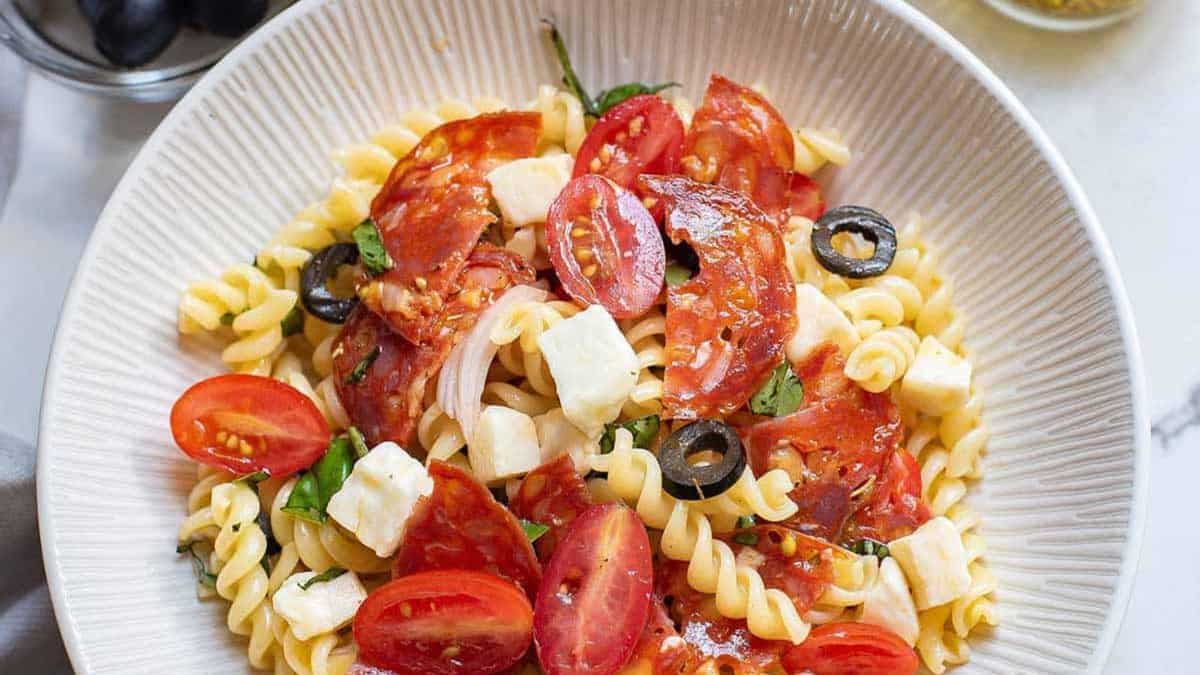 Mediterranean Pizza Pasta Salad.