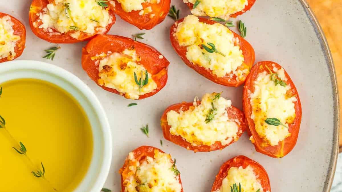Cheesy grilled tomatoes.
