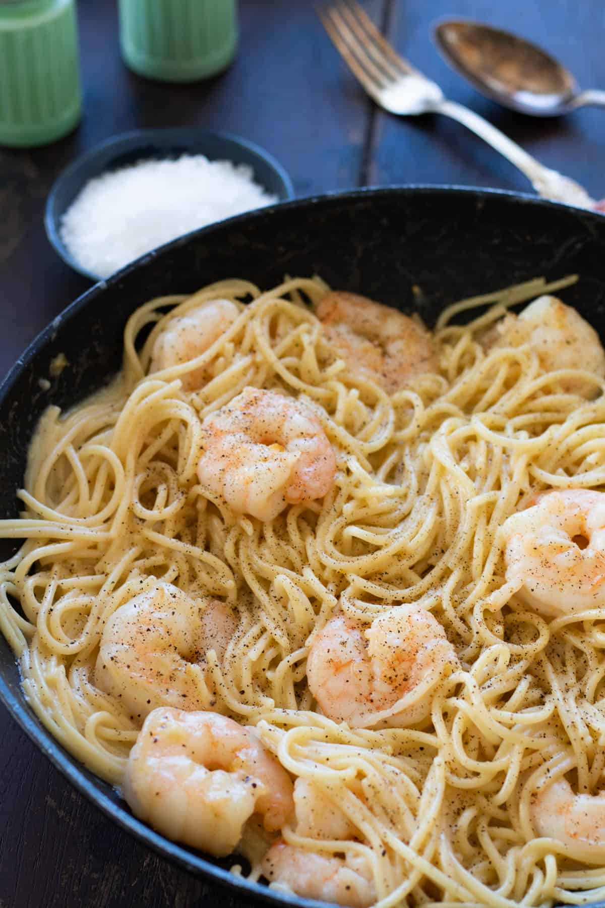 Shrimp carbonara.