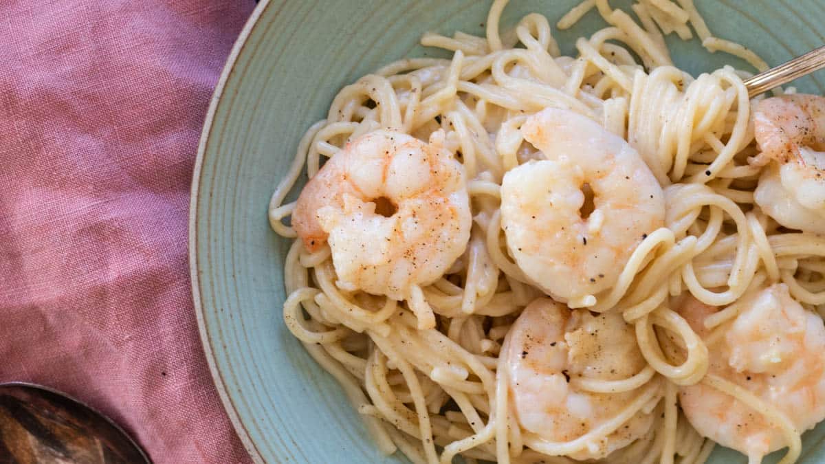 Shrimp carbonara.