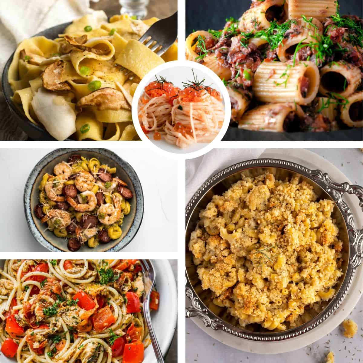 Collage showing different unique pasta recipes.