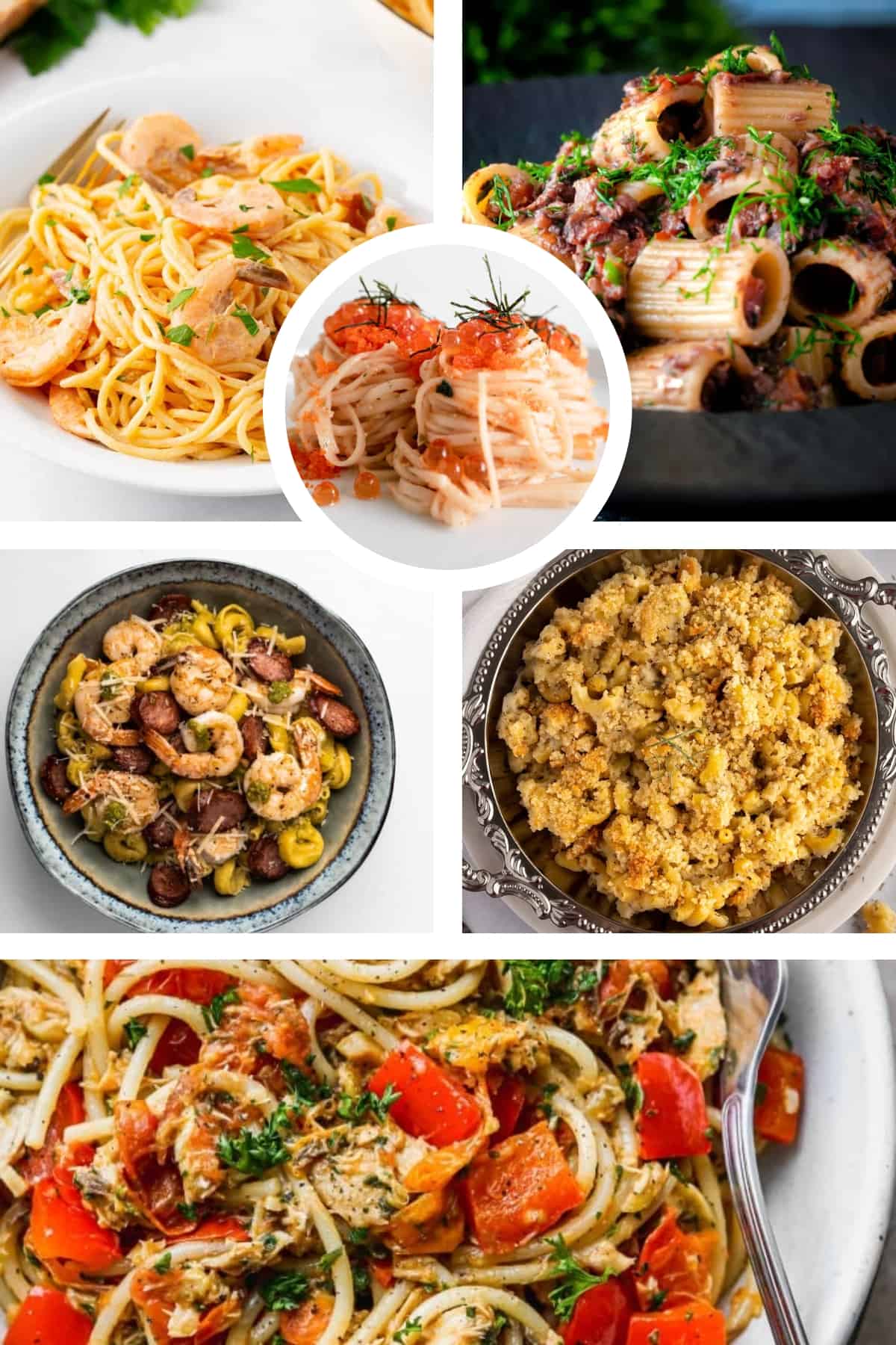 Collage showing different unique pasta recipes.
