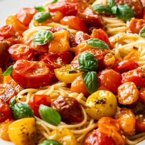 Roasted cherry tomato pasta.