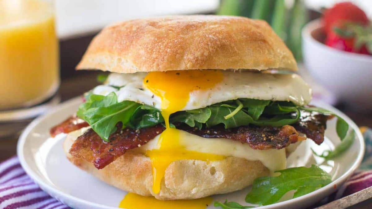 Egg, Brie and Arugula Breakfast Sandwich