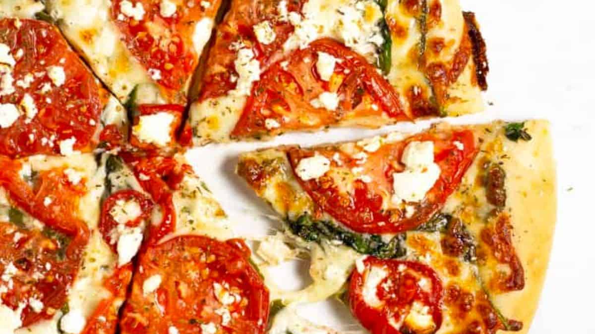 Tomato Pizza with Spinach & Feta