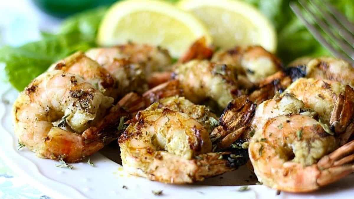 Grilled Pesto Shrimp Skewers