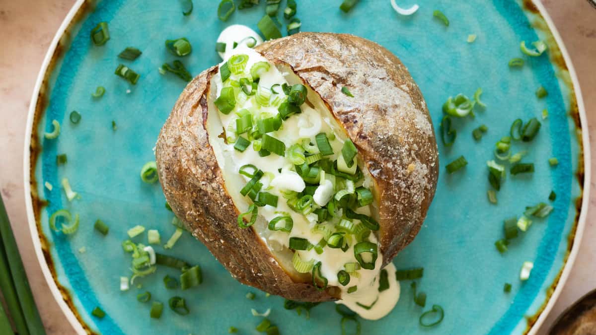 An air fryer baked potato.