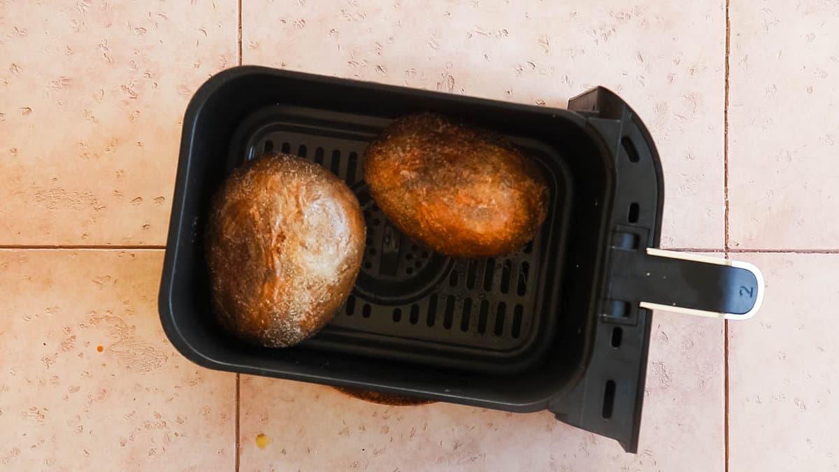 Baking potatoes in air fryer after air frying.