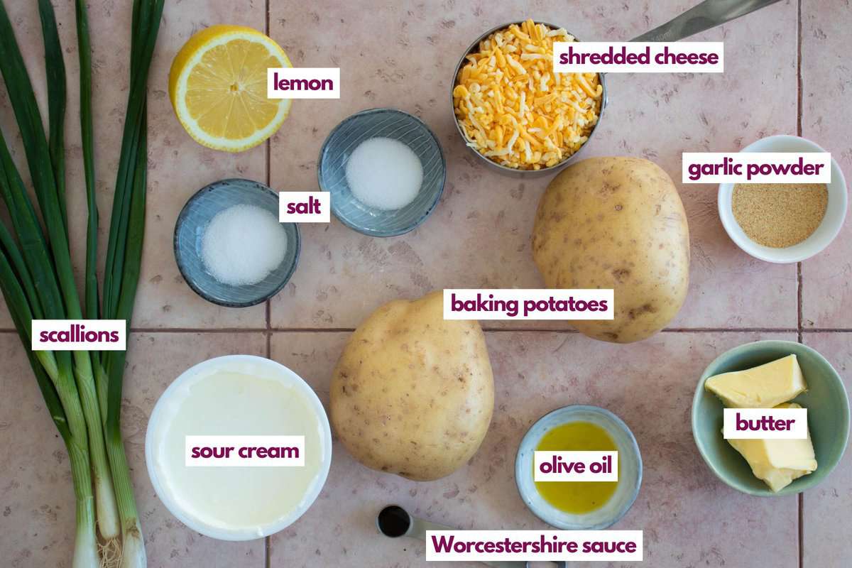Ingredients for air fryer potato skins.