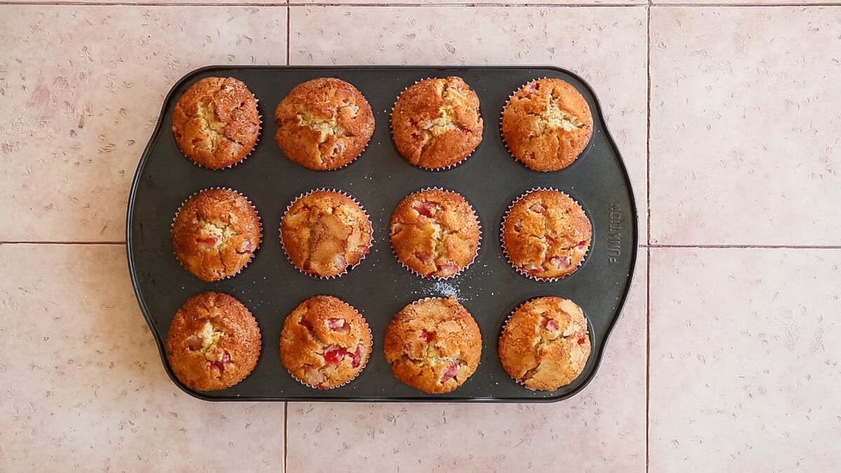 Strawberry muffins after baking.