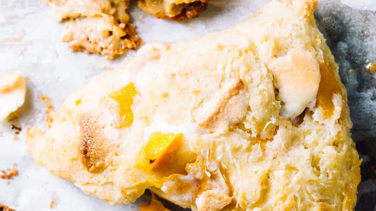 Easy, Flaky Scones with Mango and White Chocolate