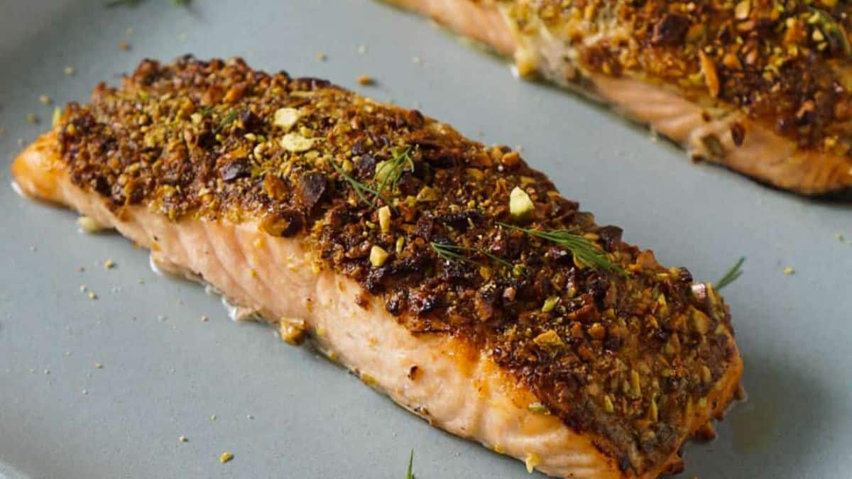 Pistachio Crusted Air Fryer Salmon