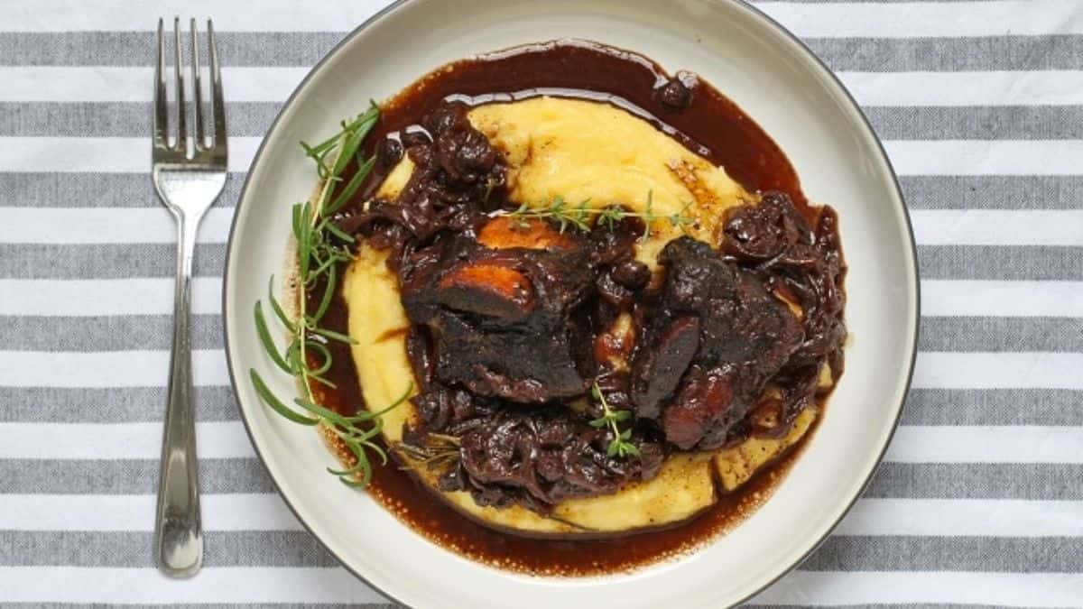 Blueberry Balsamic Braised Beef Short Ribs