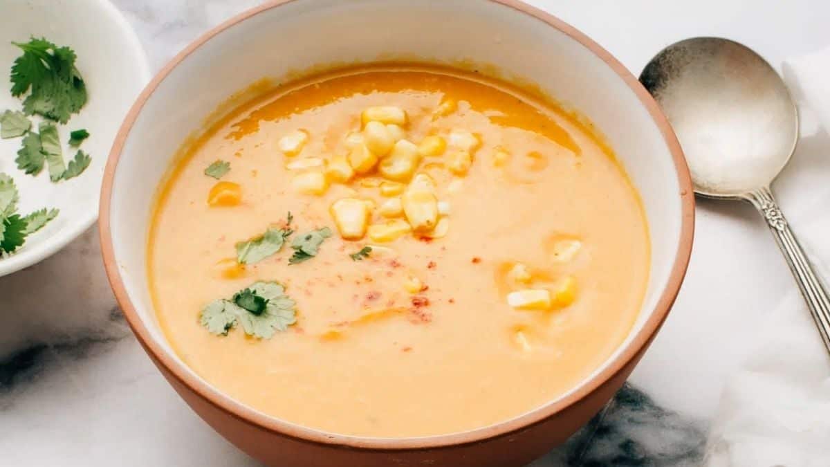 Sweet Potato Soup with Coconut & Corn