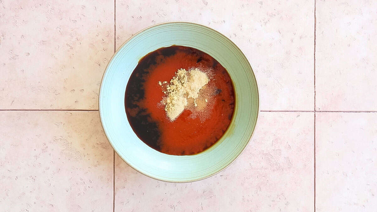 Making marinade for firecracker salmon.