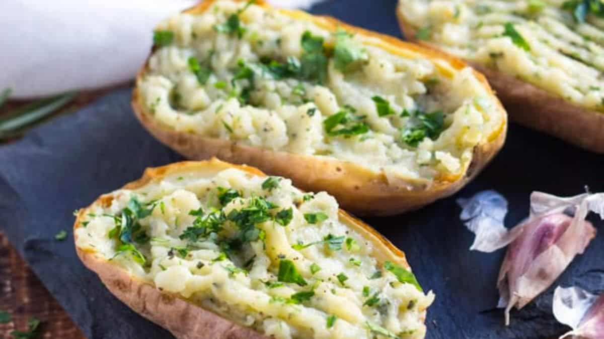 Roasted Garlic Twice Baked Potatoes