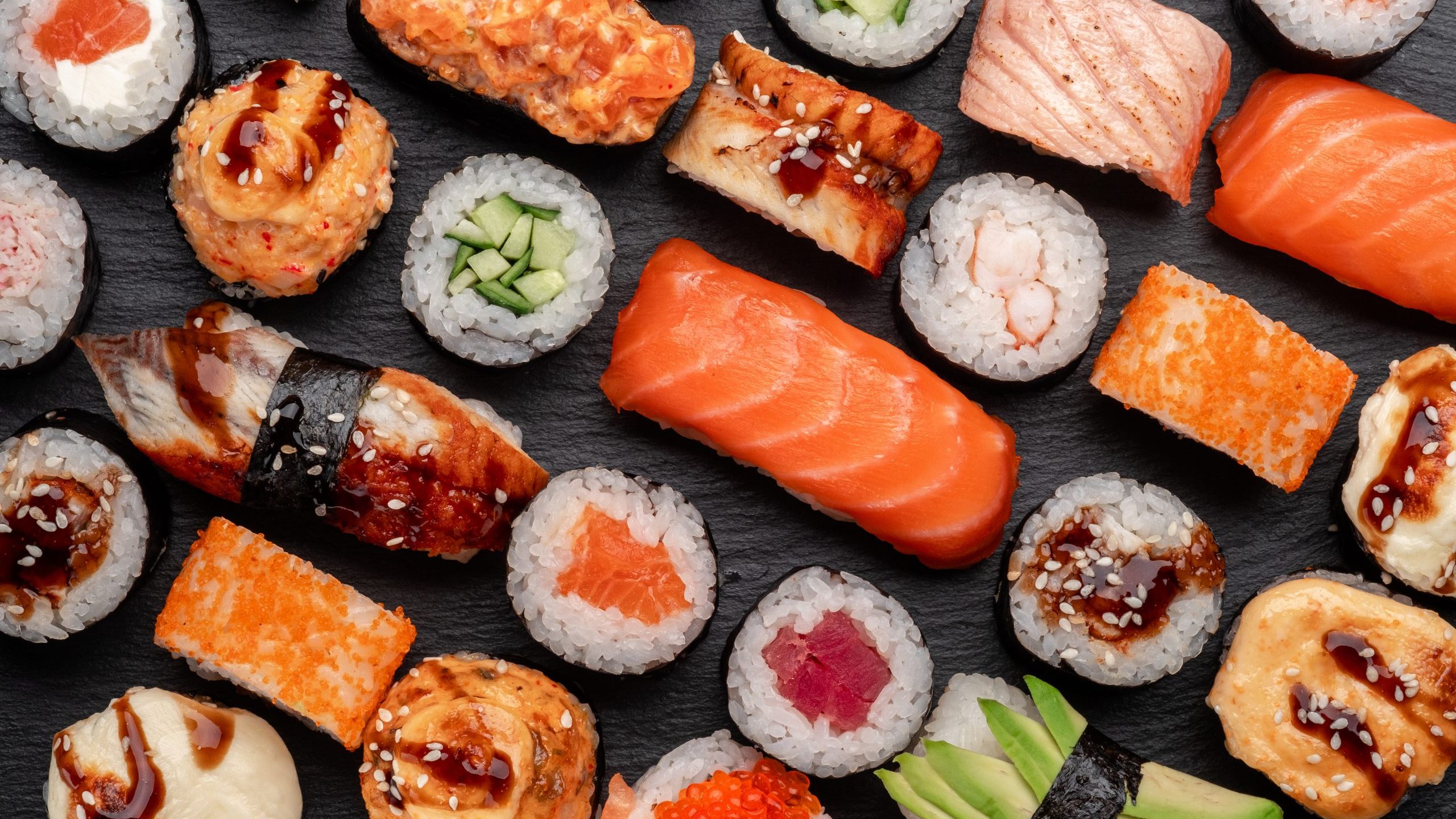 A variety of sushi.