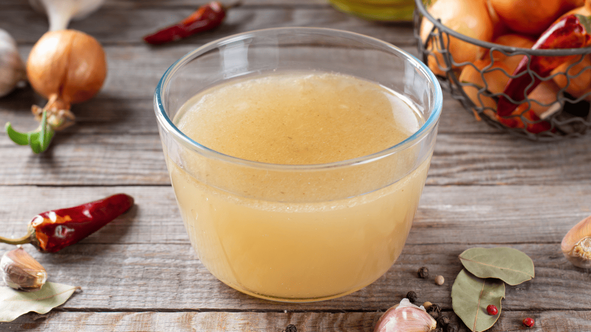 A bowl of homemade broth.