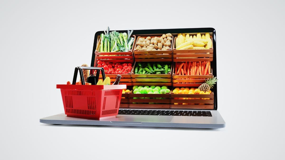 An illustration of online grocery shopping.
