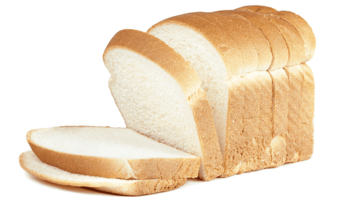 A sliced loaf of white bread.