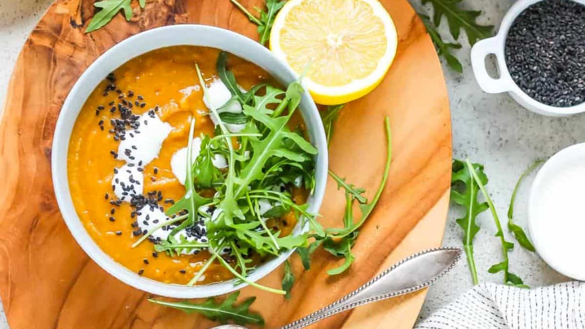 Vegan Carrot Ginger Soup with Red Lentils