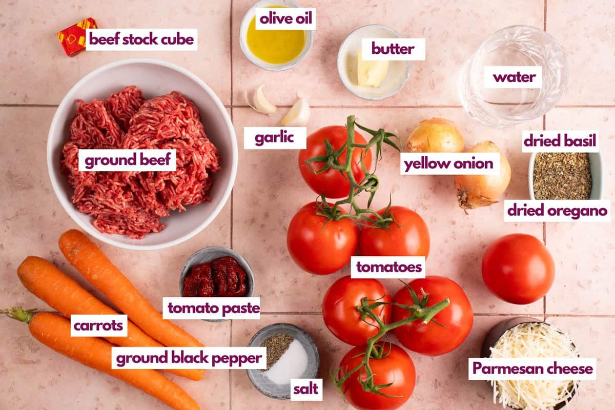 Ingredients needed to make Instant Pot Bolognese.