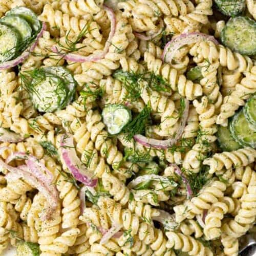 Cucumber pasta salad.