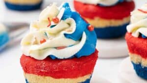 Red white and blue cupcake.