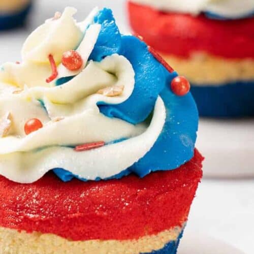 Red white and blue cupcake.