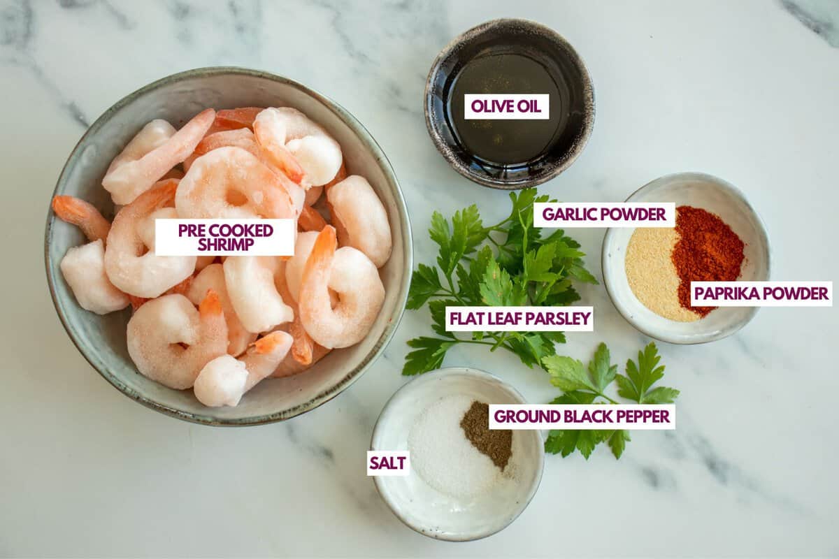 Ingredients needed to cook pre cooked shrimp in air fryer.